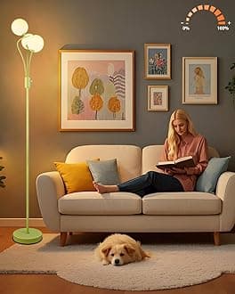 Lightdot Globe Standing Lamps with 3Pcs 3000K G9 Bulbs Stepless Green Dimmable Floor Lamp with Stable Base 3-Lights Modern Design Mid Century Floor Lamp for Living Room/Bedroon/Office