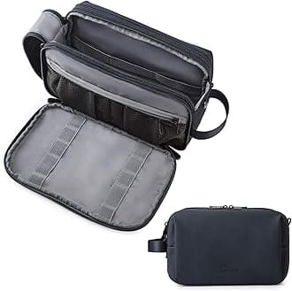 Toiletry Bag for Men, Travel Toiletry Organizer Dopp Kit Water-resistant Shaving Bag for Toiletries Accessories, Door Room Essentials,Navy Blue-medium