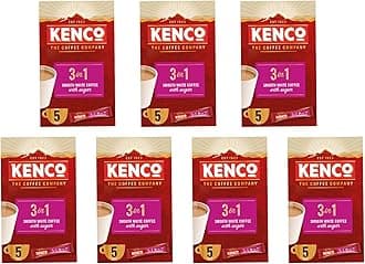 Kenco 3 in 1 Smooth White Instant Coffee with Sugar Sachets 5x20g (Pack of 7, Total 35 Sachets, 700g)