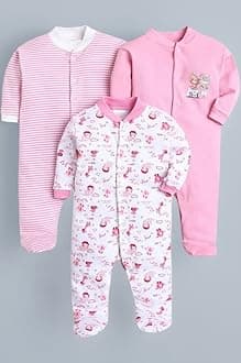 EIO 100% Cotton Rompers/Sleep Suits/Jumpsuit/Night Suits for Baby Boys & Girls, Infants, New Born Pack of 3