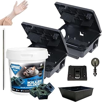 2 Professional Rat Bait Station Boxes & 300g Single Feed Poison Bait Blocks Advanced Formula Kit All weather