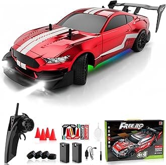 Remote Control Car RC Drift Car 1:16 Scale 4WD RC Car with LED Lights 2.4GHz 30km/h RTR High Speed Racing Sport Toy Car for Adults Boys Girls Kids Gift 2Pcs Rechargeable Battery
