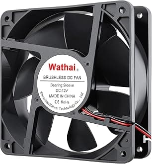 Wathai 120mm x 38mm Brushless Cooling Case Fan, 12V 2Pin DC High Airflow Cooler Fan, 4.72 inches, Desktop, Laptop, Refrigerator Compatible