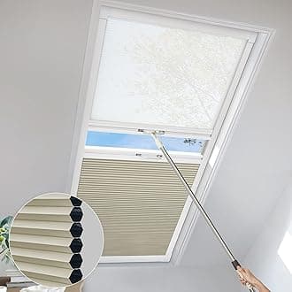 MiLin Day Night Skylight Shades Cordless Cellular Skylight Honeycomb Blinds Reduce Noise Privacy Shades Suitable for Roof Inclined Plane Room Windows - Custom Size (Blackout Light Camel)