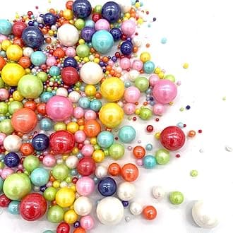 Weraru Edible Mixed Pearl Sugar Sprinkles Candy Mixing Size Baking Edible Cake Decorations Cupcake Toppers Cookie Decorating Celebrations Wedding Shower Party Chirstmas Supplies 120g/ 4.2oz