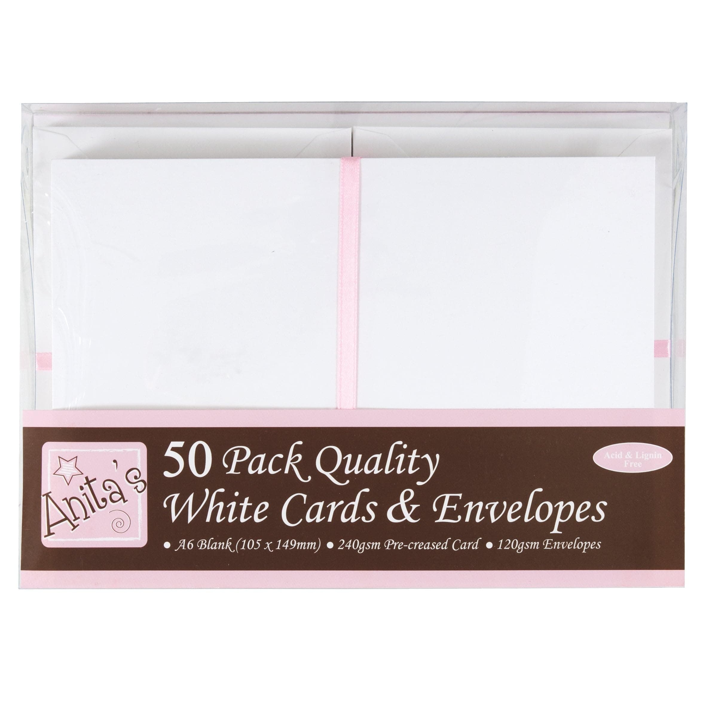 Plain, Blank Cards & Envelopes, A6, White, Pack of 50, for Home, Wedding, Birthday, Christmas, Thank You, Art & Craft, Scrapbooking Supplies, Baby Shower, Card Making