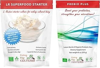LR SuperFood Starter Culture + Prebio Plus L. Reuteri ProBiotic As Recommended by Dr William Davis Super Gut, MD Cultured Dairy Low and Slow Yogurt Lactobacillus (LR & Prebio Plus)