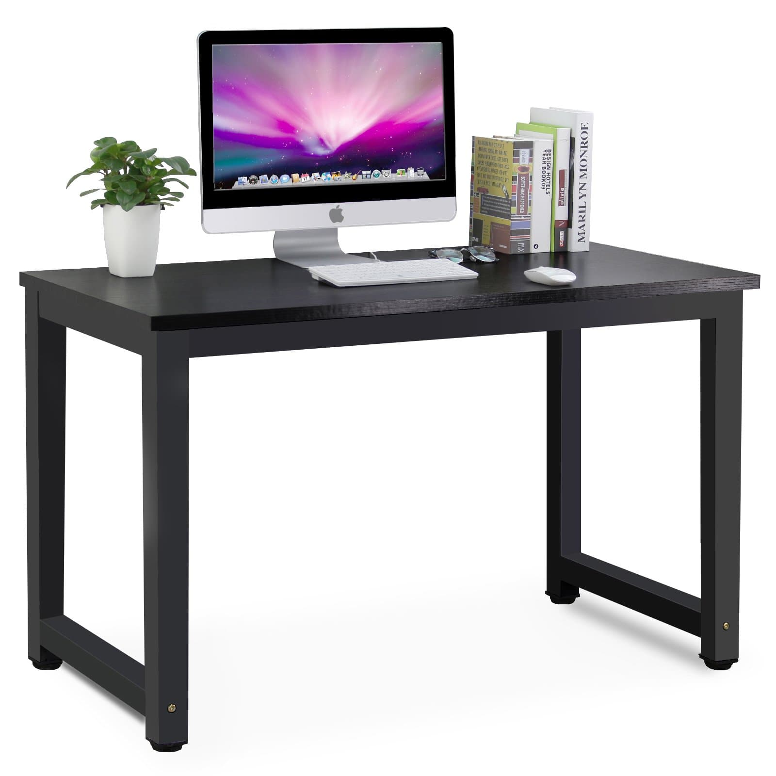Tribesigns Computer Desk, 47 inch Modern Simple Office Desk Computer Table Study Writing Desk for Home Office, Black