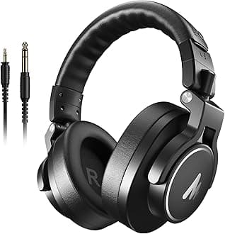 – MAONO Professional Studio Headphones, Over Ear Headphones with 6.35 and 3.5mm Detachable Cables, Adjustable Design, 50mm Drivers, for Podcast, Recording, DJ, Music, MH700 Black
