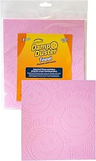 Scrub Daddy Damp Duster Towel, Multipurpose Dusters for Cleaning - Venetian & Wooden Blind Cleaner, Ridged Dusting Sponge for Vents, Radiator, Skirting Boards, Mirrors - Home Cleaning Products, Pink