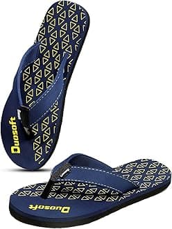 Flip Flops with Triangle Pattern, Black and White, Comfortable Beach Slippers for Men's