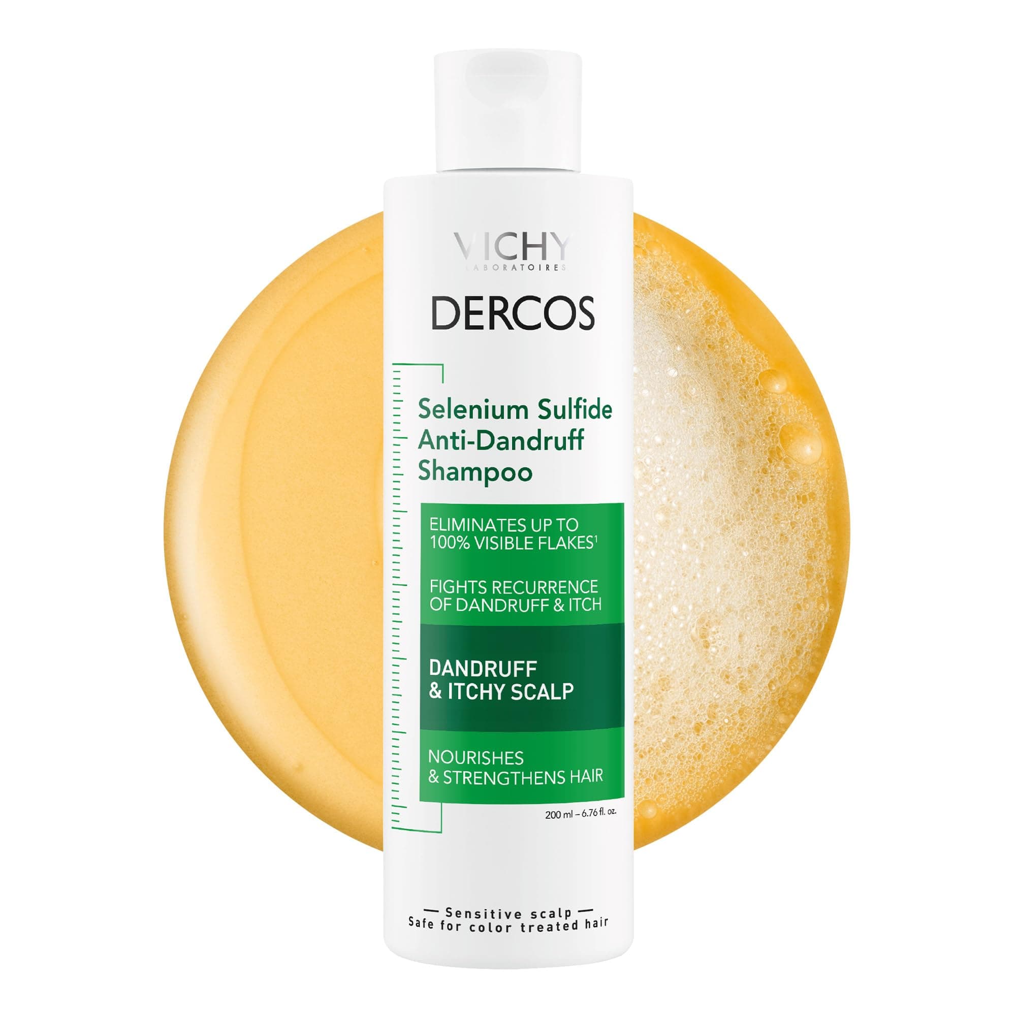 Dercos Selenium Sulfide Anti-Dandruff Shampoo - Eliminates Flakes & Fights Recurring Dandruff, Itchy Scalp - For Mild to Severe Cases - Color Safe Treatment - 6.7 Fl Oz