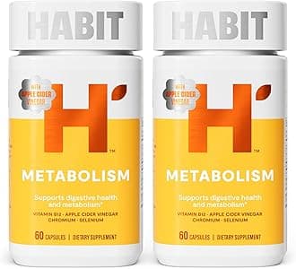 Habit Metabolism Supplement 2 Pack (120 Capsules) - Supports Digestive Health & Metabolism, Vitamin B12, Selenium, Chromium, Apple Cider Vinegar, Vegan, Non-GMO