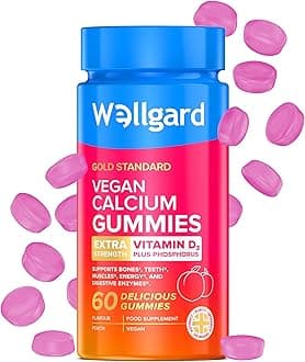 Vegan Calcium Gummies, Phosphorus, Natural Fruity Flavoured, Supports Healthy Bones, Muscles & Teeth, UK Formulated