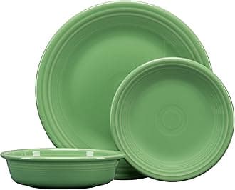 Fiesta® Classic Rim 3-Piece Dinnerware Set – Durable Ceramic, Lead-Safe, Dishwasher/Microwave/Oven Safe – Made in USA Dinnerware - Meadow