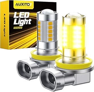 AUXITO Upgraded H11/H8 LED Fog Light Bulbs, 3000K Amber Yellow, 1:1 Mini Size H11/H8/H16 Yellow LED Fog Light Bulbs, 360° Full Illumination(Pack of 2)