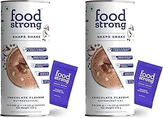 Foodstrong Whey Protein Isolate, 100% Hormone Free Grass-Fed Whey, 27G Protein & 6.6G BCAA, Chocolate, With Turmeric & Digestive Enzymes, 16 Sachets, 528g (Pack of 2)