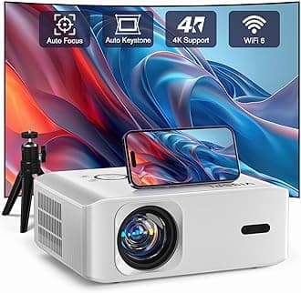 Smart 4K Projector, VISSPL Full HD 1080P Video Projector, Portable Outdoor Projector with Tripod, Kids Gift, Home Theater Movie Phone Projector Compatible with Android/iOS/Windows/TV Stick/HDMI/USB