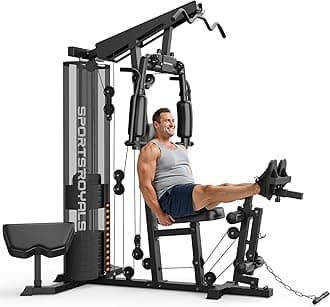 Sportsroyals Home Gym, Multifuntional Workout Station with 150LBS Weight Stack, Full Body Workout Equipment for Home Exercise Fitness
