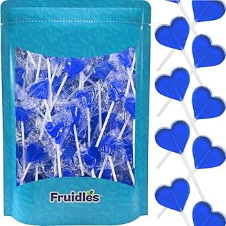 Fruidles Lollipops Mini Heart Shaped Flavored Delicious Lollipop, Individually Wrapped, 5g Lollipop (1200 Lollipops, Blueberry)