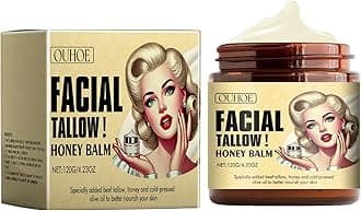 Whipped Beef Tallow and Honey Balm,Beef Tallow for Skin,Tallow Face Moisturizer,Tallow and Honey Balm,Grass Fed Grass Finished Face Cream 120G/1pcs