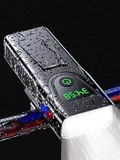 Bike Light USB-C Rechargeable, Super Bright 6-LED Headlight, IPX6 Waterproof, 5 Modes, Front Light for Night Riding, Road & Mountain Biking, Commuters & Kids