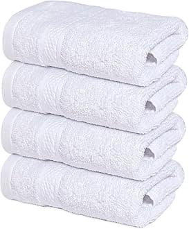 Infinitee XclusivesPremium Wash Cloths and Face Towels, 33cm x 33cm 100% Cotton, Soft and Absorbent Washcloths Set - Perfect for Bathroom, Gym, and Spa (Brilliant White, Washcloths - 4 Pack)