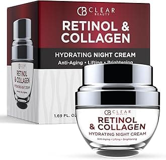 Collagen & Retinol Night Cream - Firms, Hydrates & Smooths Fine Lines - Face Moisturizer For Dry Skin, Vegan, Clean Beauty - Korean Skin Care, Dermatologist Tested - 1.69 Fl Oz