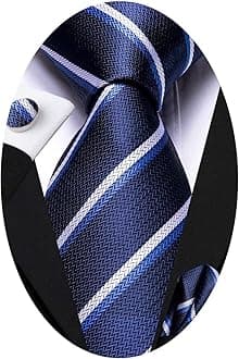 Men Ties Sets Silk Stripe Paisley Necktie Pocket Square Cufflinks for Business Wedding