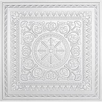 Art3d Drop Ceiling Tiles, Glue up Ceiling Tiles, 2'x2' Plastic Sheet in White (12-Pack, 48 Sq.ft)