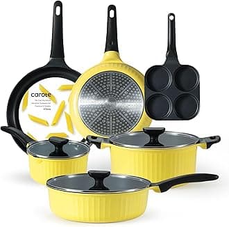 CAROTE Pots and Pans Set, nonstick cookware set, Induction Cookware, Non Stick Kitchen Cooking Set, with Frying Pans Set,Egg Pan