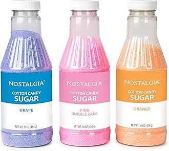 Nostalgia Cotton Candy Flossing Sugar, Grape, Pink Bubble Gum, Orange, 48 Ounces
