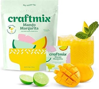 Craftmix Mango Margarita Cocktail & Mocktail Drink Mixer, Skinny Mixes - Water Flavoring Packets - Made With Real Fruit - Vegan, Low-Carb, Low-Sugar, Non-GMO, Dairy Free, Gluten Free, 12 Pack