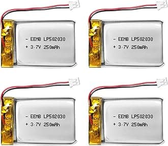 EEMB Lithium Polymer battery 3.7V 250mAh 502030 Lipo Rechargeable Battery Pack with wire JST Connector for VXI Blue Parrott and MP3 MP4 Speaker-confirm device & connector polarity before purchase(4)