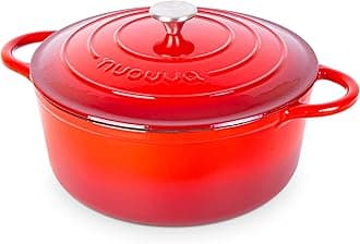 Enamelled Cast Iron Dutch Oven Pot with Lid – 7.3 Quart Casserole Dish – Ceramic Dutch Oven for Bread Baking, Roasting, Braising & Stews – Oven Safe up to 500°F – 30cm Red