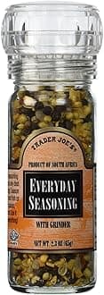 Trader Joe's Everyday Seasoning with Built in Grinder Use on Everything Everyday Sea Salt,mustard Seeds, Black Peppercorns,coriander,onion,garlic,paprika & Chili Pepper 2.3oz