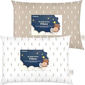 KeaBabies 2-Pack Toddler Pillows 2 Year Old to 5-13x18 Soft Organic Cotton Kids Pillow for Sleeping, Travel, School, Daycare, Nap, Toddler Bed, Machine Washable, Without Pillowcase (Pine Tree)