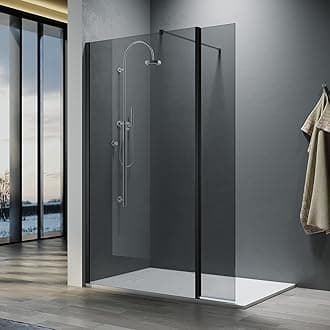 ELEGANT 1000mm Walk in Shower Screen 8mm Dark Grey Easy Clean Safety Glass Wet Room Shower Enclosure Shower Cubicles with 300mm Return Panel