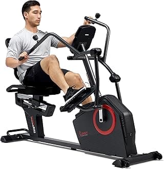 Elite Recumbent Cross Trainer & Elliptical Machine with Arm Exercisers for Home Arm/Leg Training, Easy Adjust Seat & Mesh Backrest, Free SunnyFit App Bluetooth Connectivity
