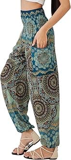 Joob Joob Boho Pants for Women - Hippie Harem Pants Women - Womens Yoga Pants – Comfy Bohemian Flowy Hippie Clothes
