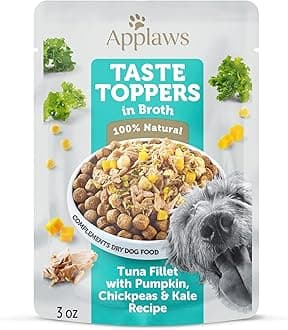 Taste Toppers, Limited Ingredient Dog Food Topper, Tuna Fillet with Pumpkin, Kale & Chickpeas in Broth (6 x 3oz Pouches)