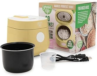 Digital Rice Cooker, 2-Cups Uncooked/4-Cups Cooked, Removable Nonstick Ceramic PFAS-Free Pot, One-Touch Presets, Oats, Quinoa, Brown Rice, Auto Keep Warm, Fuzzy Logic Tech, 1.5QT, Butter Yellow