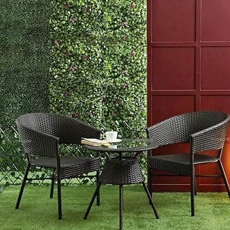 Patio Seating Chair and Table Set Garden Coffee Table Set with 1 Table and 2 Chairs Set Outdoor Furniture (Dark Brown)