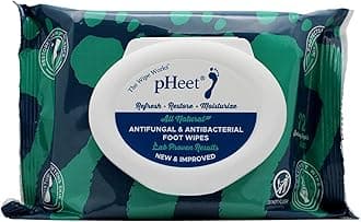Foot Wipes All Natural, Cleaning, Moisturizing, Itching, Wipes Prevent Foot Odor, Toenail Fungus, Foot Fungus, Athletes Foot and Improve Dry, Cracked, Flaky Skin by PH Select (7.5 x 4 x 3 Inch)