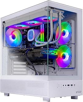 Skytech Gaming Azure 3 Desktop PC, Ryzen 7 9700X 3.8 GHz (5.5GHz), NVIDIA RTX 5060, 1TB NVMe SSD, 32GB DDR5 RAM 6000 RGB, 850W Gold ATX 3 PSU, 360mm ARGB AIO, Wi-Fi, Win 11