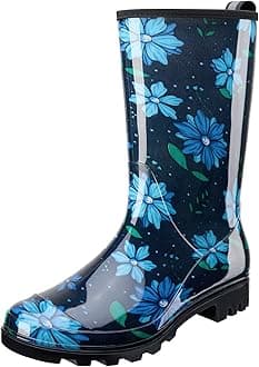 HISEA Women's Rain Boots Waterproof Rubber Rain Shoes for Ladies Mid Calf Garden Boots with Comfort Insole