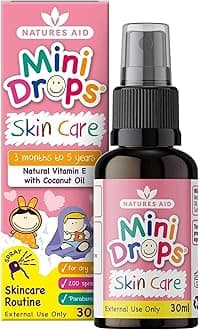 Mini Drops Vitamin E Skin Care - 30ml - Natural Daily Skincare Oil for Children 3 Months - 5 Years Supports Healthy Sensitive Skin - Easy-to-Use Spray for Babies Kids Toddlers Baby Massage
