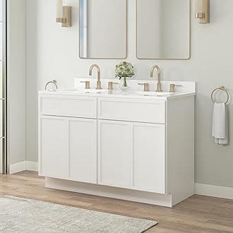 Vanity Art 48 Inch Bathroom Vanity Base Cabinet Double Sink Top (Without Sink), Soft Closing Door, Storage Unassembled Cabinet, White, 2ea 24 Inch Cabinet Combo