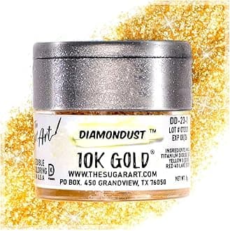 10K Gold Edible Glitter for Drinks, Cocktails, Cake Decorating, Strawberries, Chocolates & More | No Taste | 4g | 100% Food-Safe | Kosher, Vegan, Gluten & Nut Free | DiamonDust by The Sugar Art