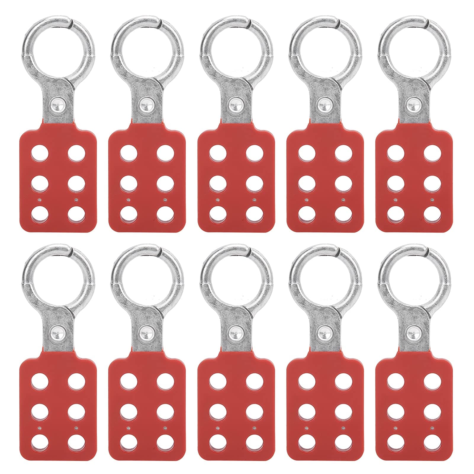 10Pcs Lockout Tagout Hasp, Lock Out Tag Out Hasp Insulation Padlock Hasp with 6 Holes Interlock, Safety Hasp Lock Hasp for Padlocks, Lock Out Devices, 1" Inside Jaw Diameter